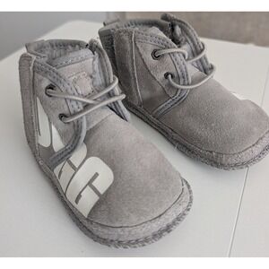 UGG Toddler Baby Boots Gray Suede Cozy Fur Lined Size 4 5